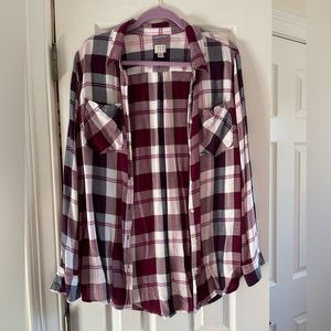 Burgundy plaid button down